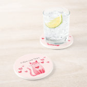 Blush roze Schattige Cat Hearts Zandsteen Onderzetter (Zijkant)