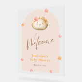 Blush Roze Schattige Dumpling Baby Meisje Douche W Acryl Bord (Hoek)