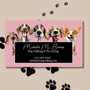 Blush Roze Schattige Grappig Puppy Hond Walker Hui Magnetisch Visitekaartje