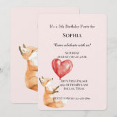 Blush Roze Schattige Woodland Fox Red Hearts Verja Kaart (Voorkant / Achterkant)