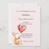 Blush Roze Schattige Woodland Fox Red Hearts Verja Kaart (Voorkant)