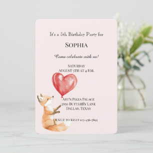 Blush Roze Schattige Woodland Fox Red Hearts Verja Kaart