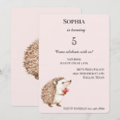 Blush Roze Schattigee Egel Rode Harten Verjaardag Kaart (Voorkant / Achterkant)