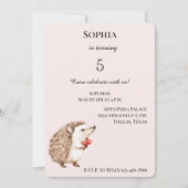 Blush Roze Schattigee Egel Rode Harten Verjaardag Kaart (Voorkant)