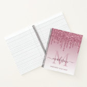 Blush roze schijven Glitter Sparkle Monogram Scrip Notitieboek (Binnen)