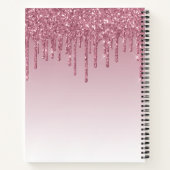 Blush roze schijven Glitter Sparkle Monogram Scrip Notitieboek (Achterkant)