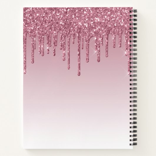 Blush roze schijven Glitter Sparkle Monogram Scrip Notitieboek (Achterkant)
