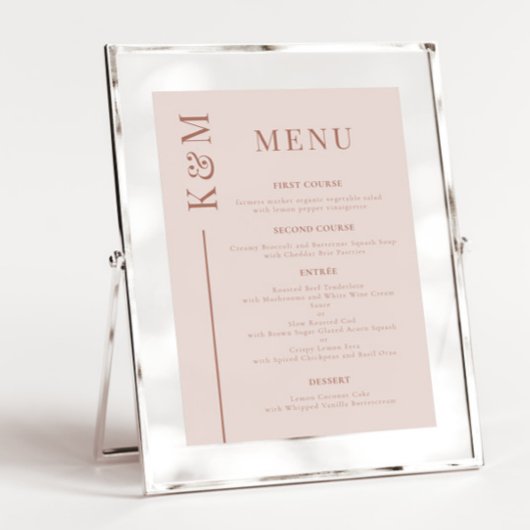 Blush Roze Schone Lijn Bruiloft Diner Menu