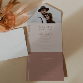 Blush Roze schone lijn bruiloft uitnodiging