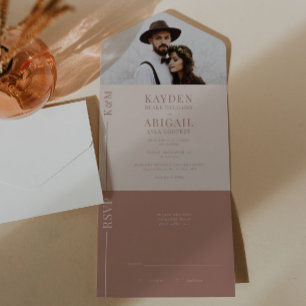 Blush Roze schone lijn bruiloft uitnodiging