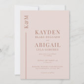 Blush Roze Schone Lijn Minimalistische Bruiloft Kaart (Voorkant)