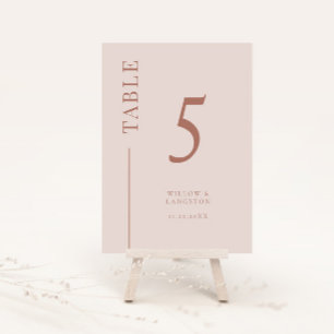 Blush Roze Schone Lijn Trouwtafel Nummer Kaart