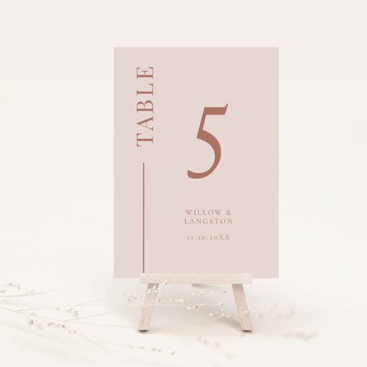 Blush Roze Schone Lijn Trouwtafel Nummer Kaart