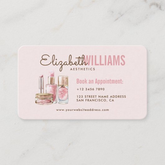 Blush Roze Schoonheid Esthetiek & Loyaliteit Visitekaartje (Voorkant)