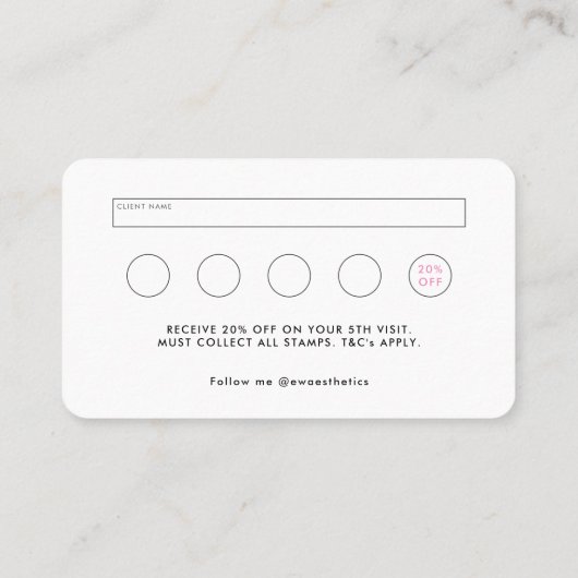 Blush Roze Schoonheid Esthetiek & Loyaliteit Visitekaartje (Achterkant)