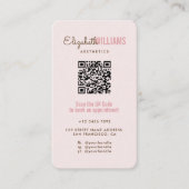 Blush Roze Schoonheid Esthetiek QR Code Loyaliteit Visitekaartje (Voorkant)