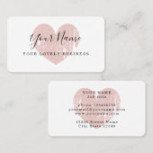Blush roze schoonheidskaart visitekaartje (Voorkant / Achterkant)