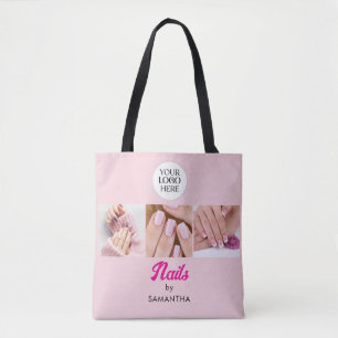 Blush Roze Schrift Foto Nagelsalon Tote Bag
