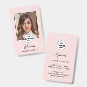 Blush Roze Schrift Logo Foto Make-up Badge (Voor- en achterkant)