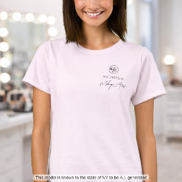 Blush Roze Schrift Logo Make-up Staf T-shirt