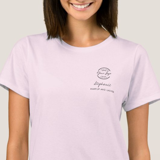 Blush Roze Schrift Logo Make-up Staf T-shirt