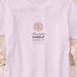 Blush Roze Schrift Logo Make-up Staf T-shirt