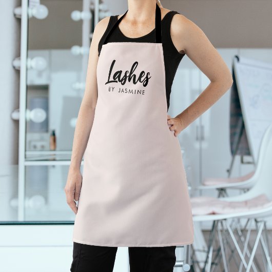 Blush Roze Schrift Logo Wimpers Staf Schort