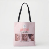 Blush Roze Script 3 Foto Make-up Tote Bag (Voorkant)