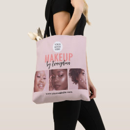Blush Roze Script 3 Foto Make-up Tote Bag