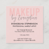 Blush Roze Script 3 Foto Make-up Vierkante Visitekaartje (Achterkant)
