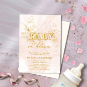 Blush roze script Bloemenvlinders Baby in bloei Kaart