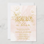 Blush roze script Bloemenvlinders Baby in bloei Kaart (Voorkant)