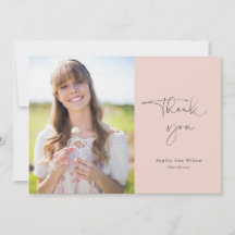 Blush Roze script foto Afstuderen Bedankt
