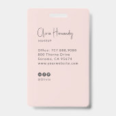 Blush Roze Script Foto Badge (Achterkant)