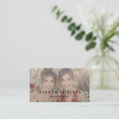 Blush Roze Script Foto Haarstylist Visitekaartje (Staand voorkant)