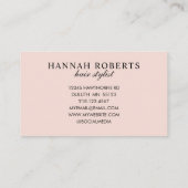 Blush Roze Script Foto Haarstylist Visitekaartje (Achterkant)
