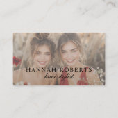 Blush Roze Script Foto Haarstylist Visitekaartje (Voorkant)