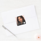 Blush Roze Script Foto Make-up Artiest Vierkante Sticker (Envelop)