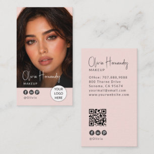 Blush Roze Script Foto Make-up Artiest Visitekaartje