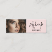 Blush Roze Script Foto Make-up Mini Visitekaartje (Voorkant)