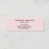 Blush Roze Script Foto Make-up Mini Visitekaartje (Achterkant)