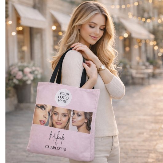 Blush Roze Script Foto Make-up Studio Tote Bag