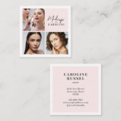 Blush Roze Script Foto Make-up Vierkante Visitekaartje (Voorkant / Achterkant)