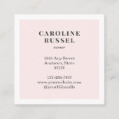 Blush Roze Script Foto Make-up Vierkante Visitekaartje (Achterkant)