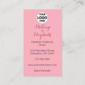 Blush Roze Script Foto Make-up Visitekaartje (Achterkant)