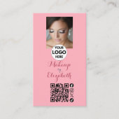 Blush Roze Script Foto Make-up Visitekaartje (Voorkant)