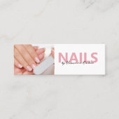 Blush Roze Script Foto Nagelstylist Salon Mini Visitekaartje (Voorkant)