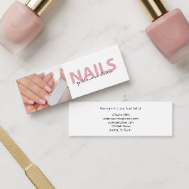 Blush Roze Script Foto Nagelstylist Salon Mini Visitekaartje