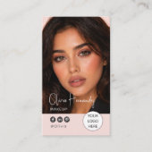 Blush Roze Script Foto Visagist Visitekaartje (Voorkant)