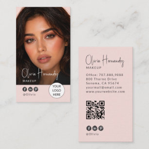 Blush Roze Script Foto Visagist Visitekaartje